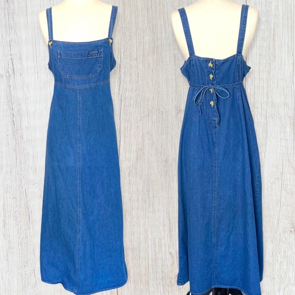 Dresses & Skirts - Vintage Blue Jean Denim Maxi Jumper Dress